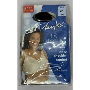 Playtex 18 Hour 42C Wirefree Ultimate Shoulder Comfort Black Bra 4693 New in Box